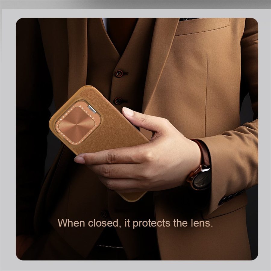 6601117717A-10 NILLKIN Qin Prop Series for iPhone 16 Pro Max Leather Case Lens Kickstand Phone Cover