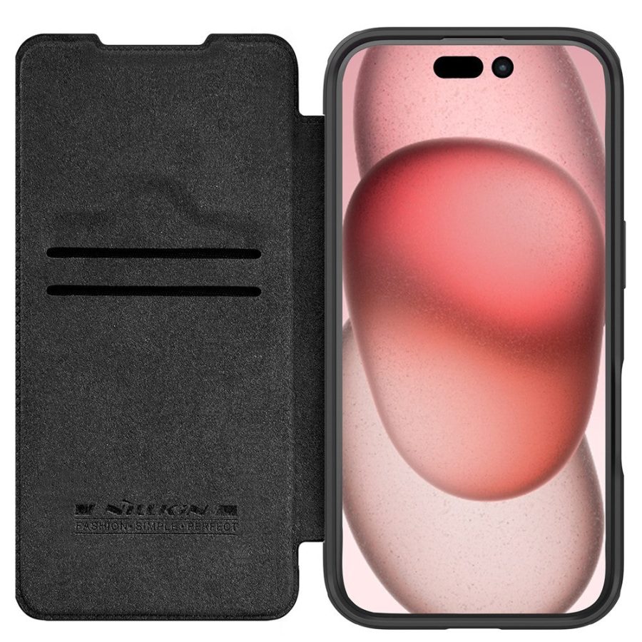 6601117717A-2 NILLKIN Qin Prop Series for iPhone 16 Pro Max Leather Case Lens Kickstand Phone Cover