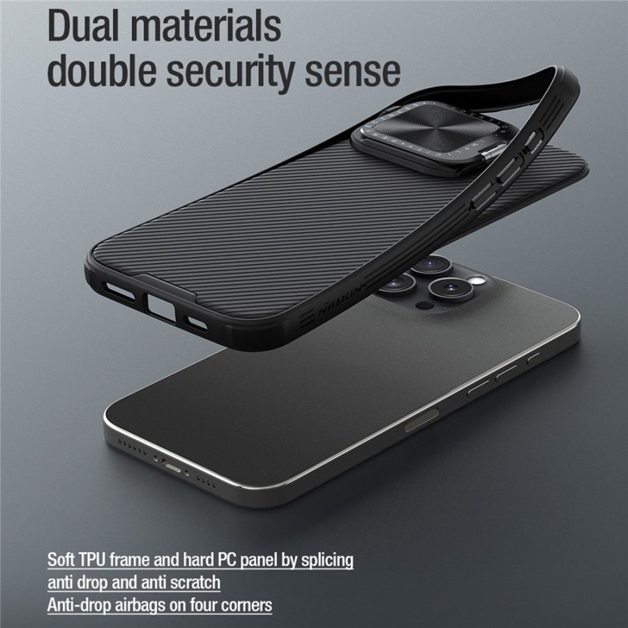 NILLKIN Camshield Prop Magnetic Series for iPhone 16 Pro Max Case Compatible with MagSafe PC - TPU Phone Cover with Camera Cover - Black