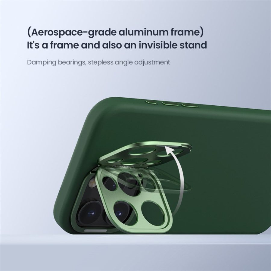 6601117728B-10 NILLKIN Lenswing Prop For iPhone 16 Pro Max Case Compatible with MagSafe Camera Lens Frame Kickstand Soft Silicone Phone Cover