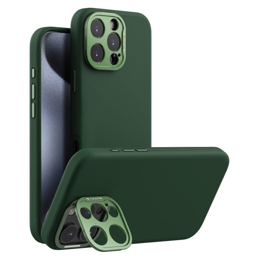6601117728C-1 NILLKIN Lenswing Prop For iPhone 16 Pro Max Case Compatible with MagSafe Camera Lens Frame Kickstand Soft Silicone Phone Cover