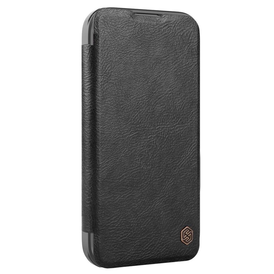 6601117785A-3 NILLKIN Qin Prop Series for iPhone 16 Leather Case Lens Kickstand Phone Cover