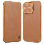 NILLKIN Qin Prop Series for iPhone 16 Leather Case Lens Kickstand Phone Cover