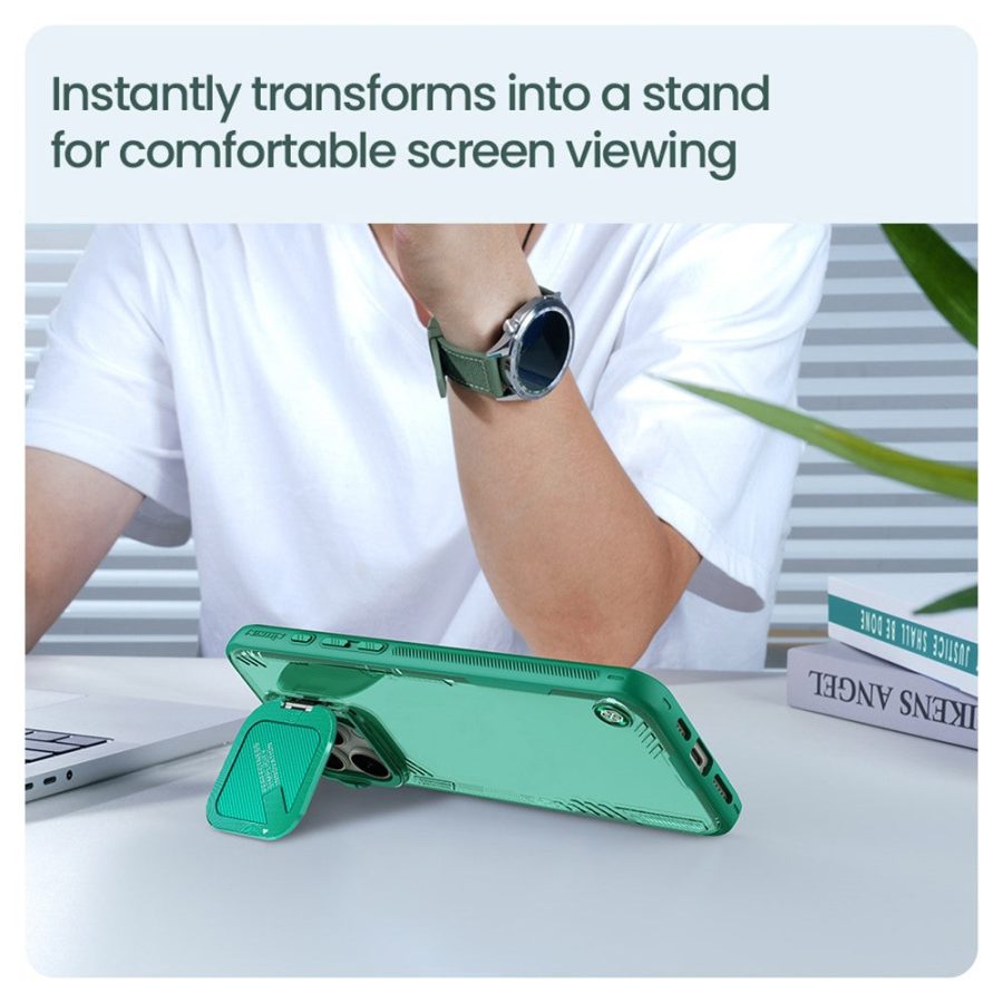 NILLKIN Iceblade CamProp for iPhone 16 Pro Case PC - TPU Phone Shell with Lens Cover Kickstand