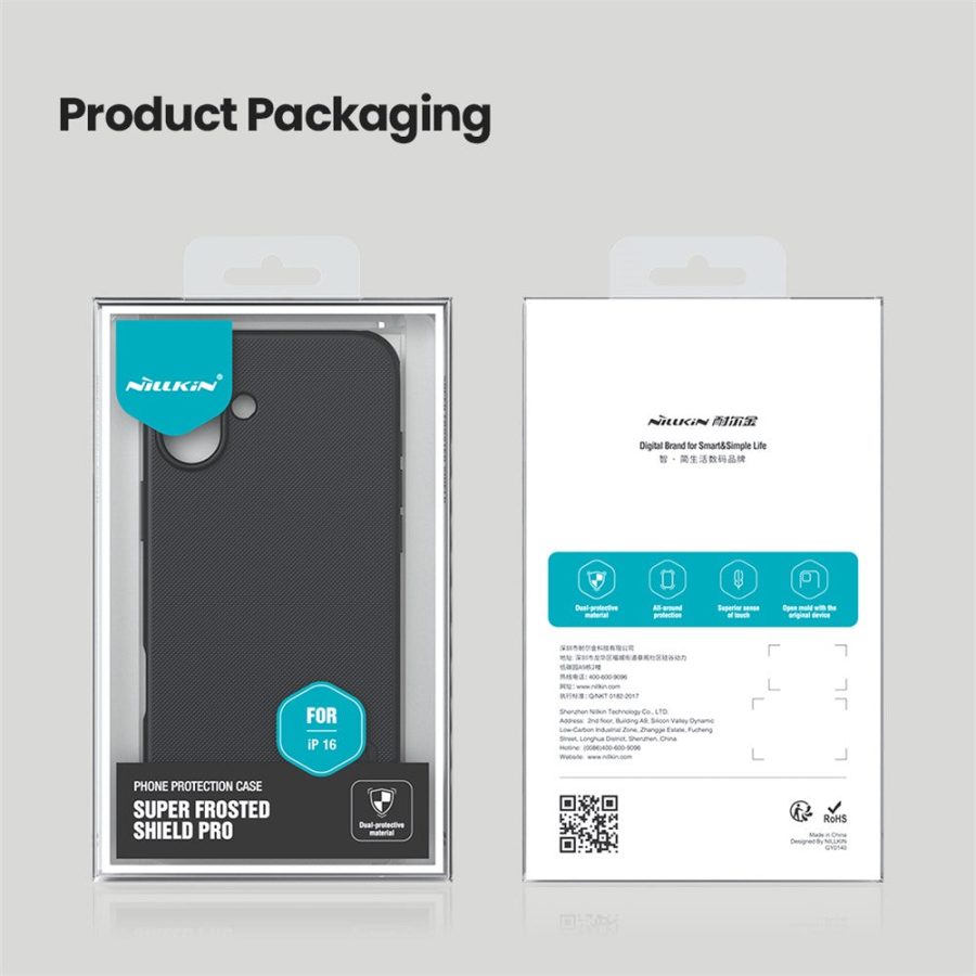 6601119377A-11 NILLKIN Frosted Shield Pro For iPhone 16 Case Matte PC - TPU Phone Cover