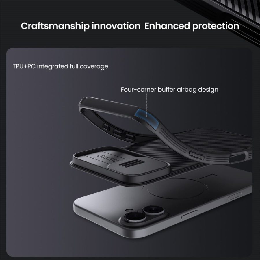 6601119394A-8 NILLKIN Camshield Pro Series for iPhone 16 Plus Case PC - TPU Slide Camera Lid Phone Cover