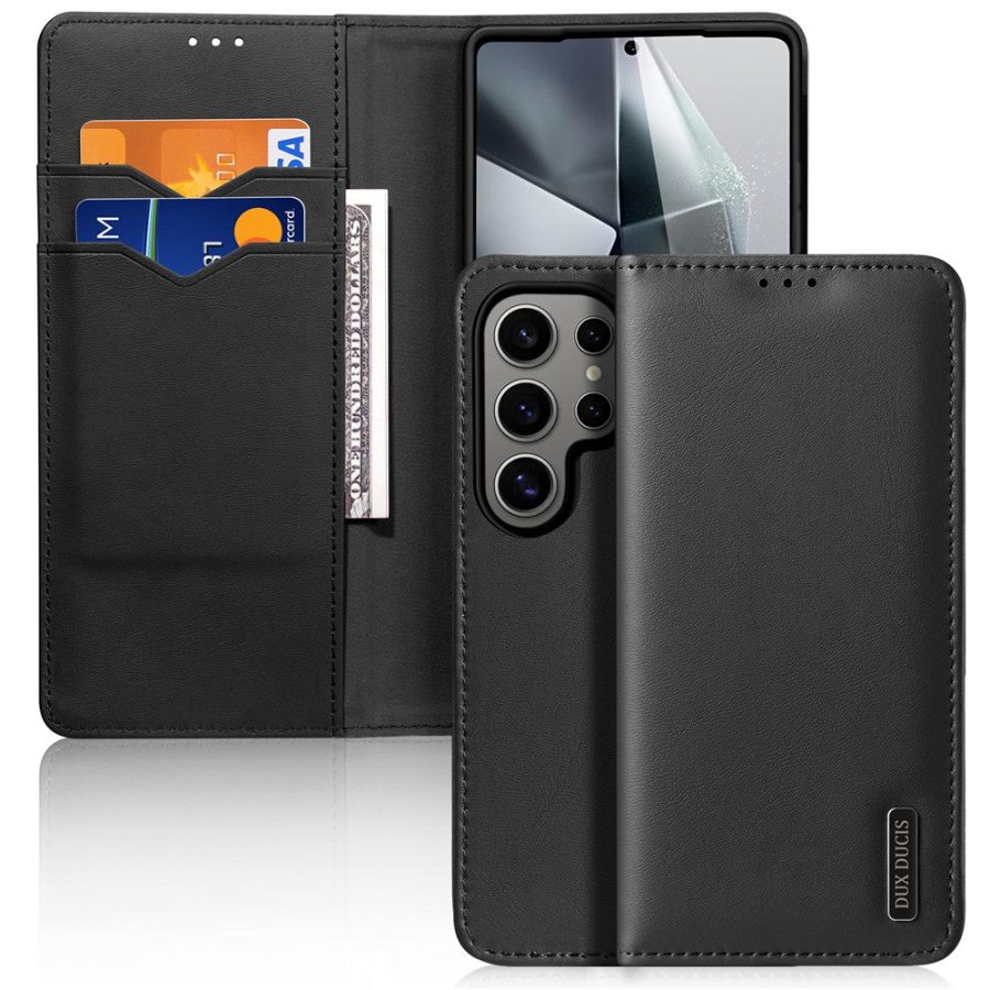 6601126402A-1 DUX DUCIS Hivo Series For Samsung Galaxy S25 Ultra Hivo Series Split Leather RFID Blocking Wallet Stand Flip Phone Cover (Non-magnetic)