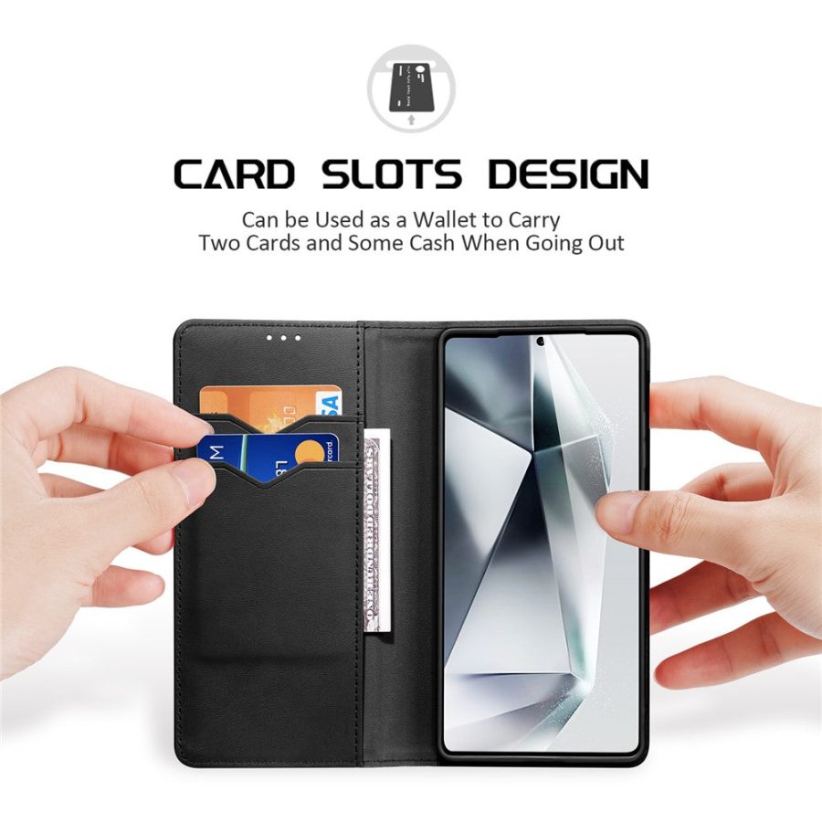 6601126402A-2 DUX DUCIS Hivo Series For Samsung Galaxy S25 Ultra Hivo Series Split Leather RFID Blocking Wallet Stand Flip Phone Cover (Non-magnetic)