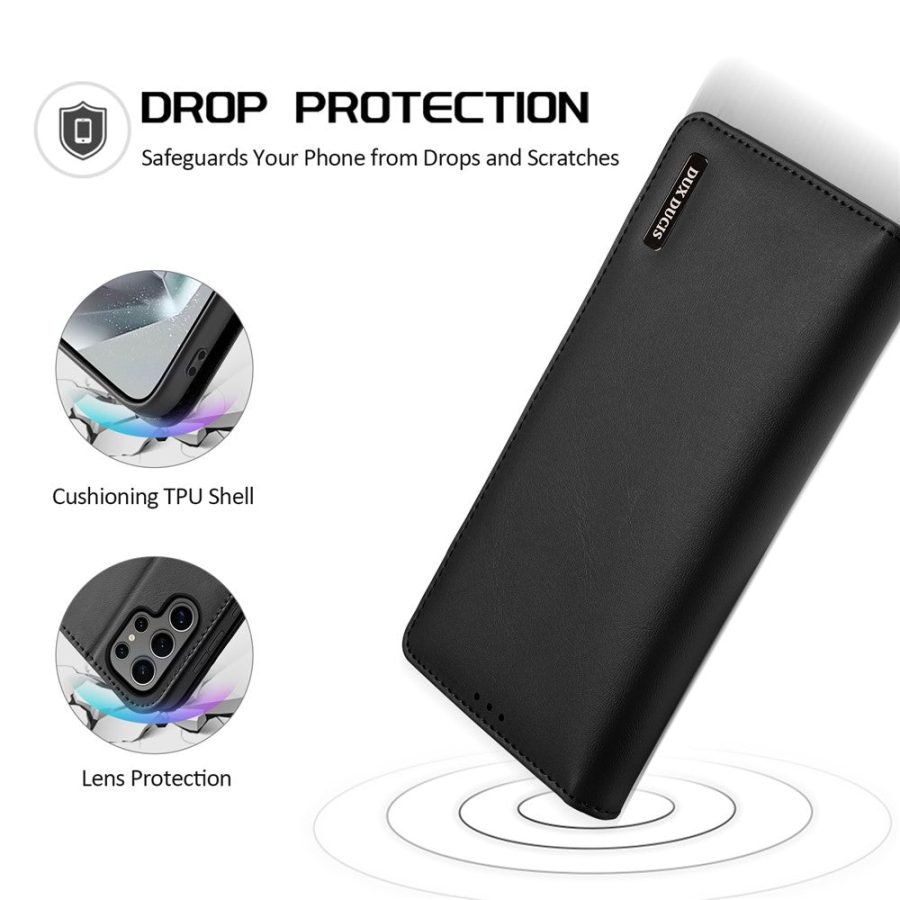 6601126402A-4 DUX DUCIS Hivo Series For Samsung Galaxy S25 Ultra Hivo Series Split Leather RFID Blocking Wallet Stand Flip Phone Cover (Non-magnetic)