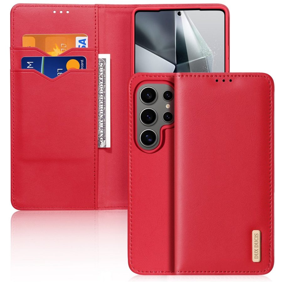 6601126402C-1 DUX DUCIS Hivo Series For Samsung Galaxy S25 Ultra Hivo Series Split Leather RFID Blocking Wallet Stand Flip Phone Cover (Non-magnetic)