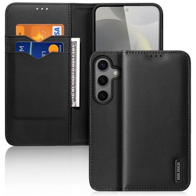 6601126409A-1 DUX DUCIS Hivo Series For Samsung Galaxy S25 Case Cowhide Leather RFID Blocking Wallet Stand Flip Phone Cover