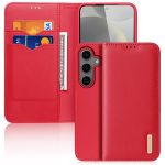 DUX DUCIS Hivo Series For Samsung Galaxy S25 Case Cowhide Leather RFID Blocking Wallet Stand Flip Phone Cover