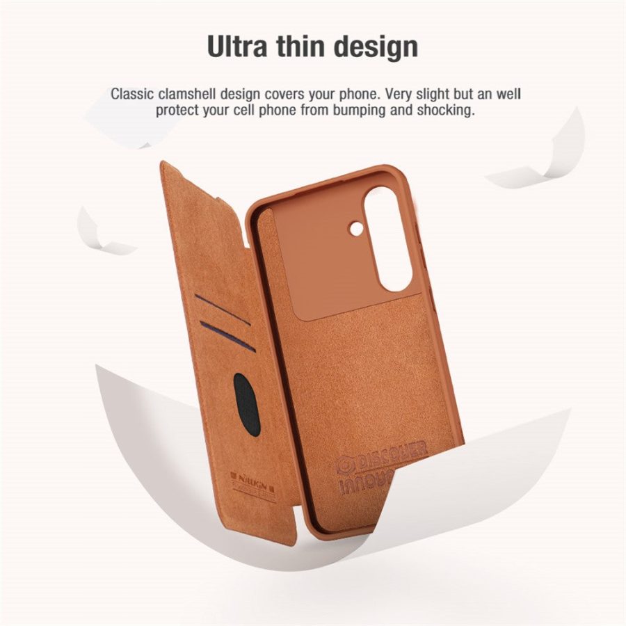 6601126591A-10 NILLKIN Qin Pro Series for Samsung Galaxy S24 FE Case with Card Slots Leather Phone Cover