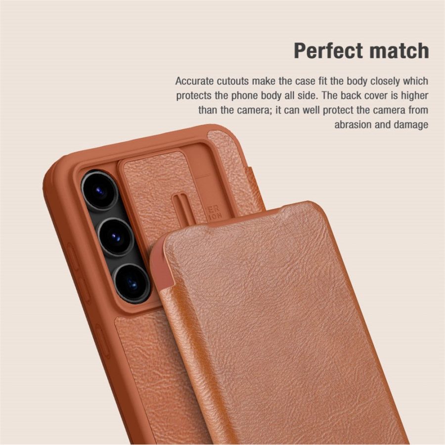 6601126591A-12 NILLKIN Qin Pro Series for Samsung Galaxy S24 FE Case with Card Slots Leather Phone Cover
