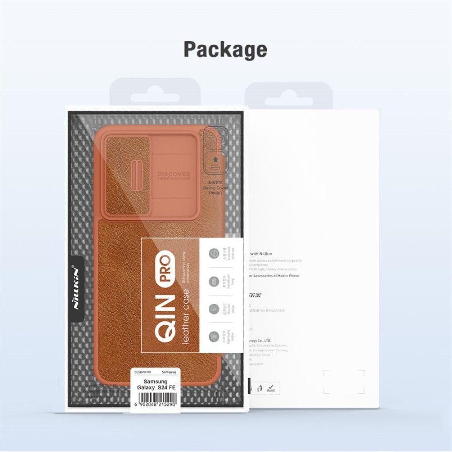 6601126591A-15 NILLKIN Qin Pro Series for Samsung Galaxy S24 FE Case with Card Slots Leather Phone Cover