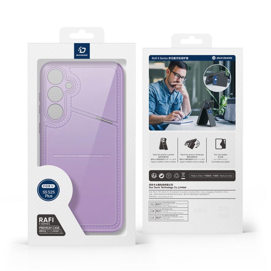 6601126826C-12 DUX DUCIS Rafi II Series For Samsung Galaxy S25+ Magnetic Case Leather Back Cover with RFID Blocking Card Slots