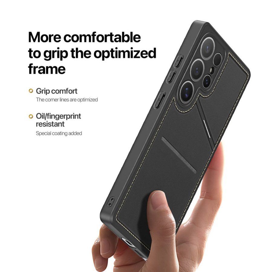 DUX DUCIS For Samsung Galaxy S25 Ultra Magnetic Case Rafi II Series Leather Back Cover with RFID Blocking Card Slots