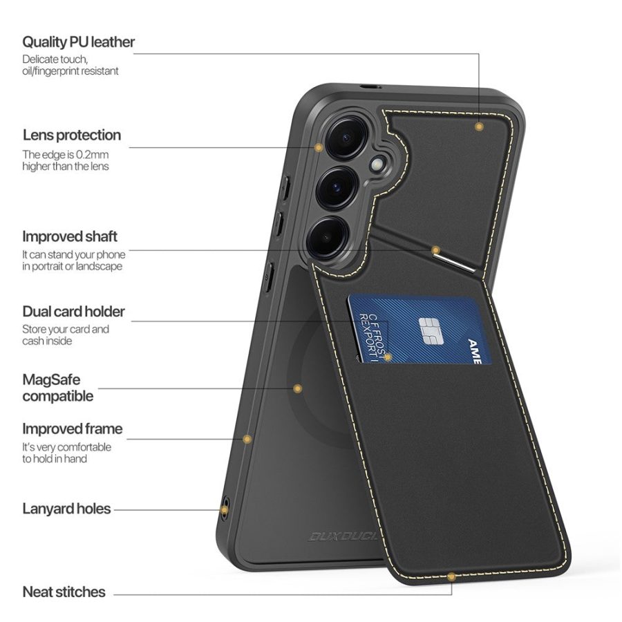 DUX DUCIS  Rafi II Series For Samsung Galaxy S25 Magnetic Case Leather Back Cover with RFID Blocking Card Slots