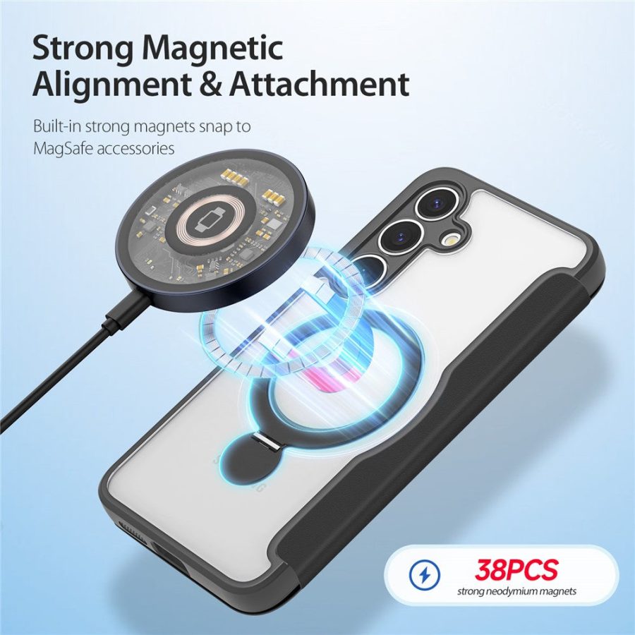 6601126836A-3 DUX DUCIS For Samsung Galaxy S25+ Leather Case Skin X Pro Series Rotary Kickstand Cover Magnetic Case