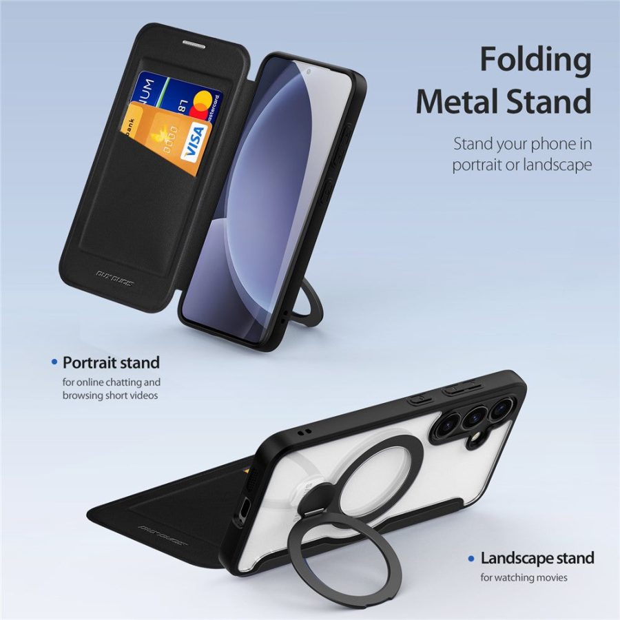6601126836A-5 DUX DUCIS For Samsung Galaxy S25+ Leather Case Skin X Pro Series Rotary Kickstand Cover Magnetic Case