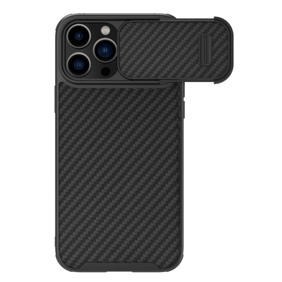 NILLKIN For iPhone 14 Pro Max Carbon Fiber Phone Case Slide Camera Protection PC - TPU Cover Compatible with MagSafe