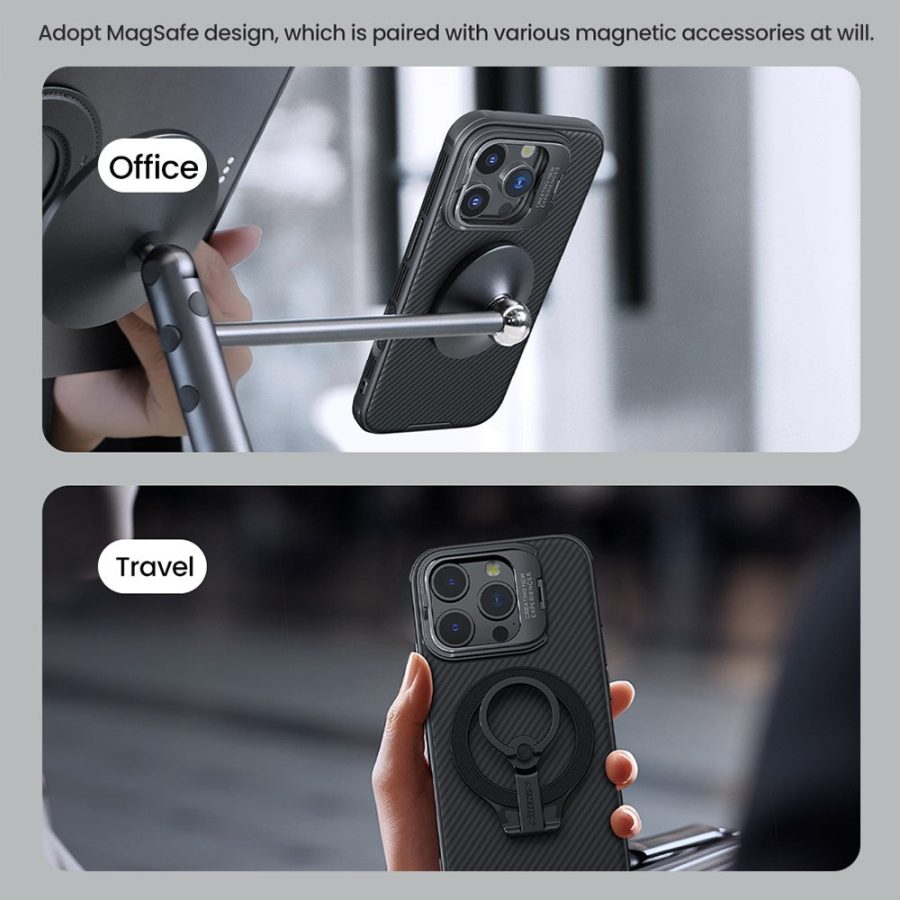 NILLKIN Camshield Prop Magnetic Series for iPhone 16 Pro Max Case Compatible with MagSafe TPU+PC Phone Cover with Lens Frame