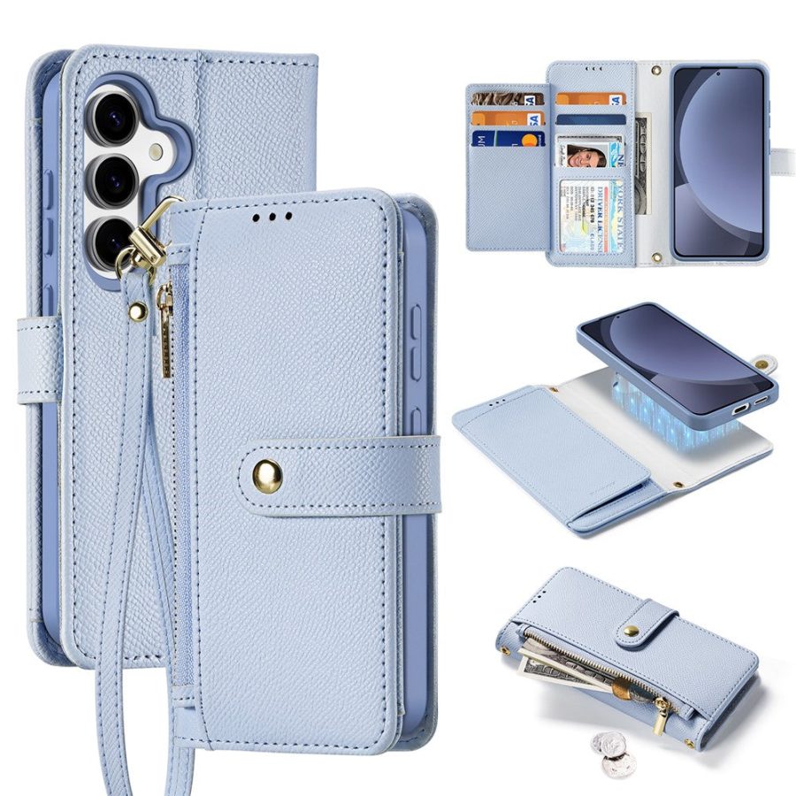 6601130148C-1 DUX DUCIS Lawa Series For Samsung Galaxy S25 Case Detachable Magnetic Cowhide Leather Cover Zipper Wallet