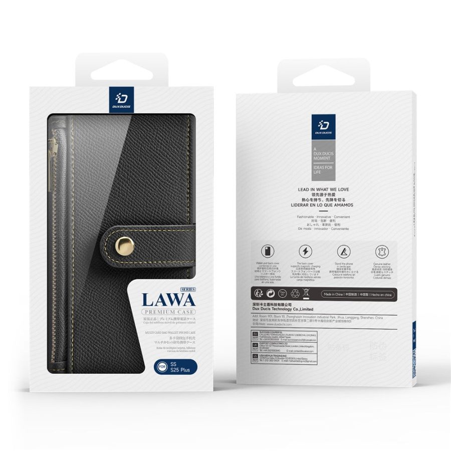 6601130149A-12 DUX DUCIS Lawa Series For Samsung Galaxy S25+ Case Detachable Magnetic Cowhide Leather Cover Zipper Wallet