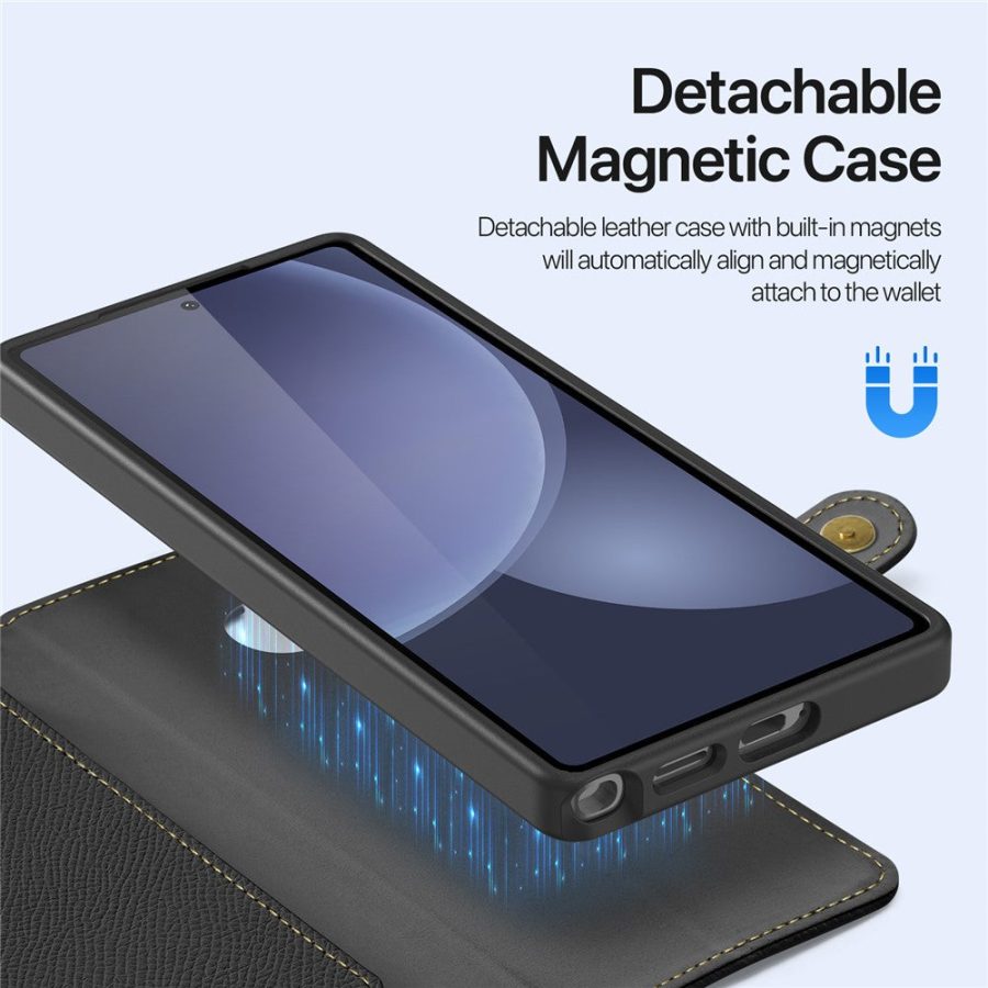 6601130150A-5 DUX DUCIS Lawa Series For Samsung Galaxy S25 Ultra Case Detachable Magnetic Cowhide Leather Cover Zipper Wallet