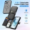 6601130605A-3 DUX DUCIS For iPhone 15 Plus Case Lawa Series Detachable Magnetic Cowhide Leather Cover Zipper Wallet