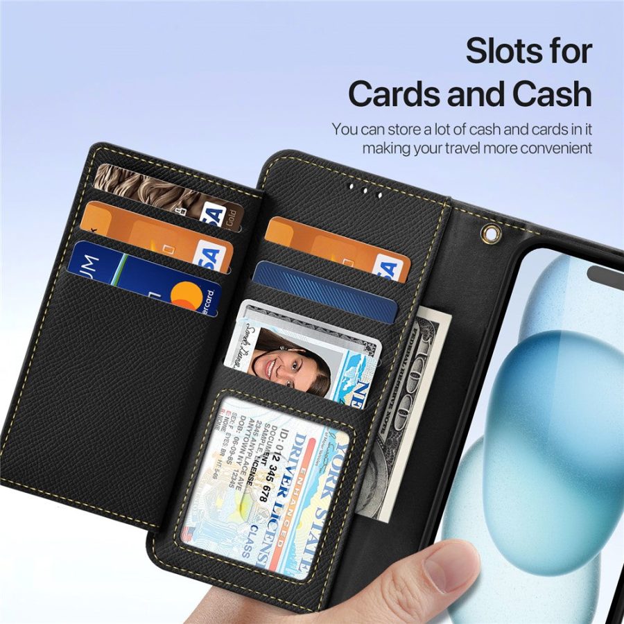 6601130605A-7 DUX DUCIS For iPhone 15 Plus Case Lawa Series Detachable Magnetic Cowhide Leather Cover Zipper Wallet