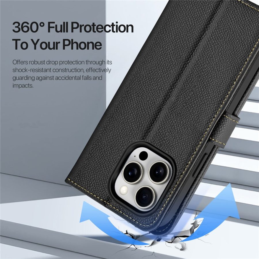DUX DUCIS For iPhone 15 Pro Max Case Lawa Series Detachable Magnetic Cowhide Leather Cover Zipper Wallet
