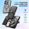 DUX DUCIS For iPhone 15 Pro Max Case Lawa Series Detachable Magnetic Cowhide Leather Cover Zipper Wallet
