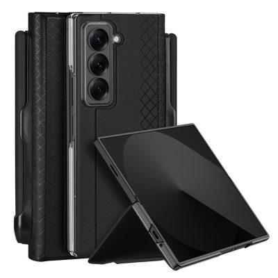 6601134555A-1 DUX DUCIS For Samsung Galaxy Z Fold Special Case Bril Series Leather Stand Phone Cover with Pen Holder