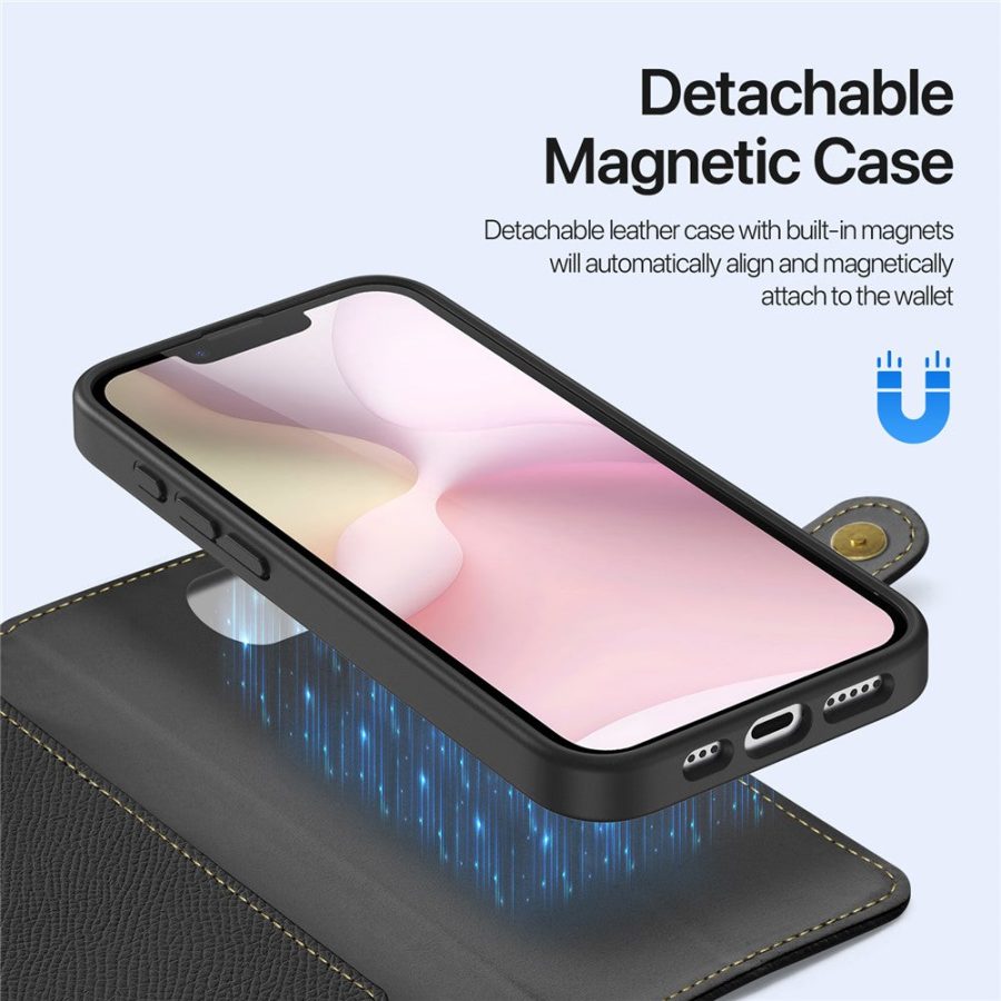 DUX DUCIS Lawa Series For iPhone 17e / 16e Case Detachable Magnetic Cowhide Leather Cover Zipper Wallet