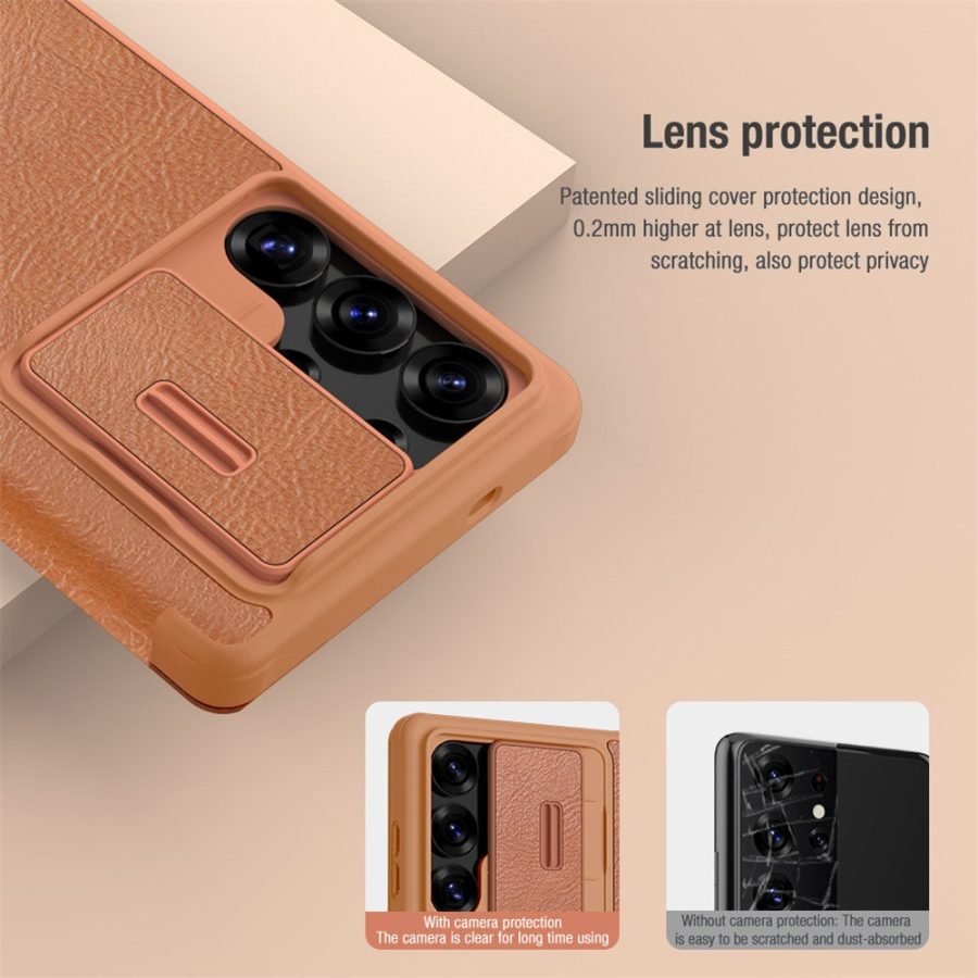 NILLKIN Qin Pro Series for Samsung Galaxy S25 Ultra Case with Card Slots Leather Phone Cover