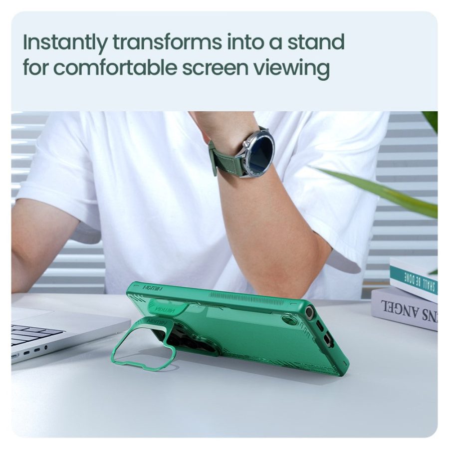 NILLKIN Iceblade CamProp For Samsung Galaxy S25 Ultra Case Lens Frame Kickstand PC - TPU Phone Cover