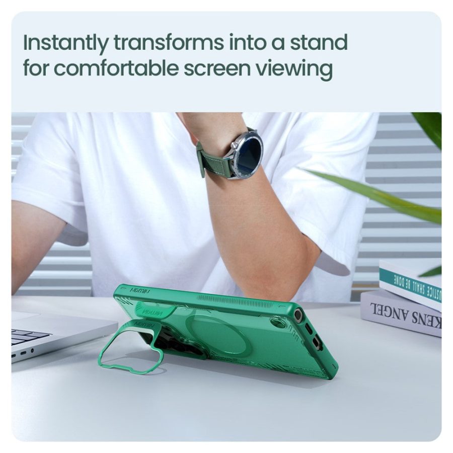 6601138958A-15 NILLKIN Iceblade CamProp For Samsung Galaxy S25 Ultra Magnetic Case Lens Frame Kickstand PC - TPU Phone Cover