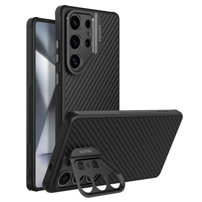 NILLKIN For Samsung Galaxy S25 Ultra Magnetic Case TPU - Aramid Fiber Lens Kickstand Phone Cover Precision Cutout
