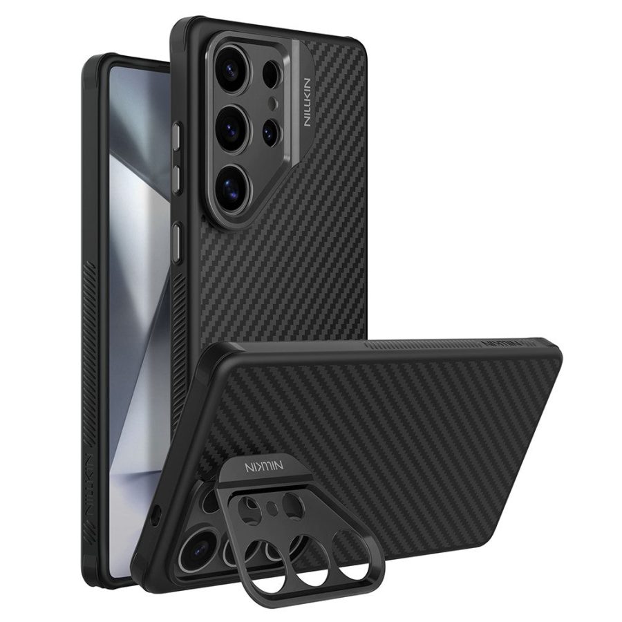 6601138963A-1 NILLKIN For Samsung Galaxy S25 Ultra Magnetic Case TPU - Aramid Fiber Lens Kickstand Phone Cover Precision Cutout