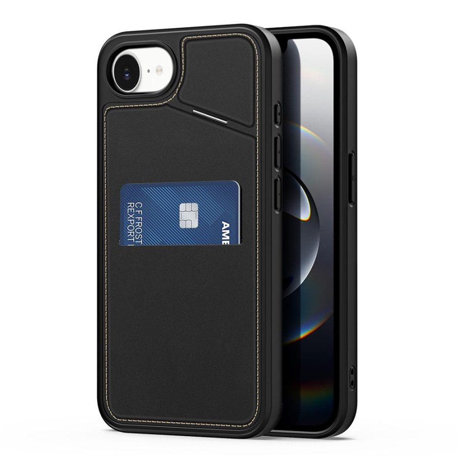 6601142517A-1 DUX DUCIS For iPhone 17e / 16e Magnetic Case Rafi II Series Leather Back Cover with RFID Blocking Card Slots
