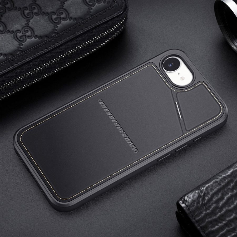 6601142517A-10 DUX DUCIS For iPhone 17e / 16e Magnetic Case Rafi II Series Leather Back Cover with RFID Blocking Card Slots