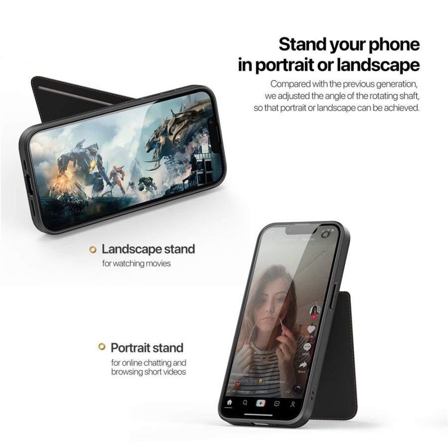 6601142517A-4 DUX DUCIS For iPhone 17e / 16e Magnetic Case Rafi II Series Leather Back Cover with RFID Blocking Card Slots
