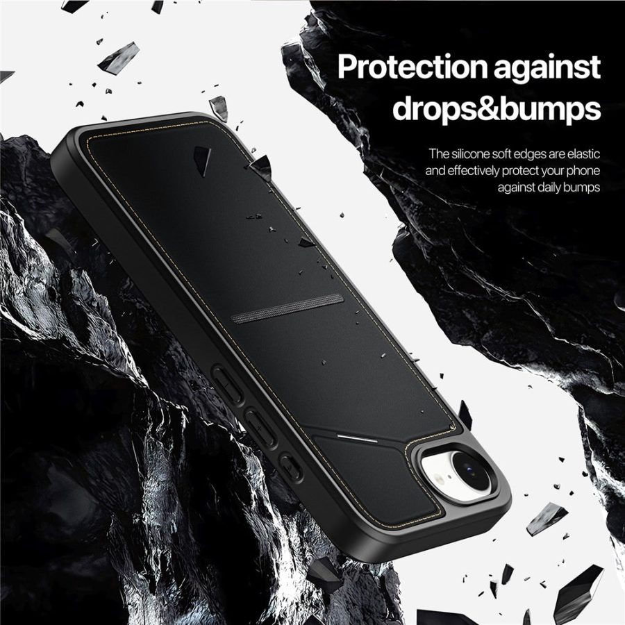 6601142517A-8 DUX DUCIS For iPhone 17e / 16e Magnetic Case Rafi II Series Leather Back Cover with RFID Blocking Card Slots