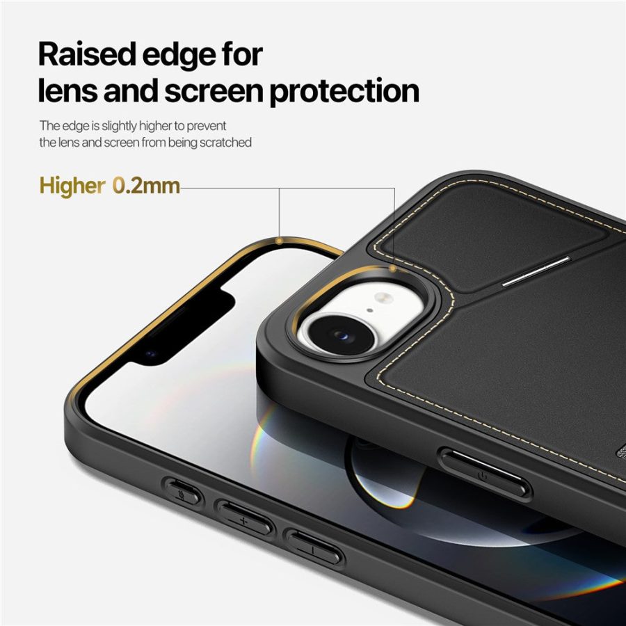 6601142517A-9 DUX DUCIS For iPhone 17e / 16e Magnetic Case Rafi II Series Leather Back Cover with RFID Blocking Card Slots