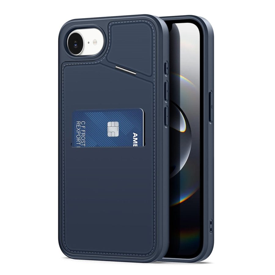 6601142517B-1 DUX DUCIS For iPhone 17e / 16e Magnetic Case Rafi II Series Leather Back Cover with RFID Blocking Card Slots