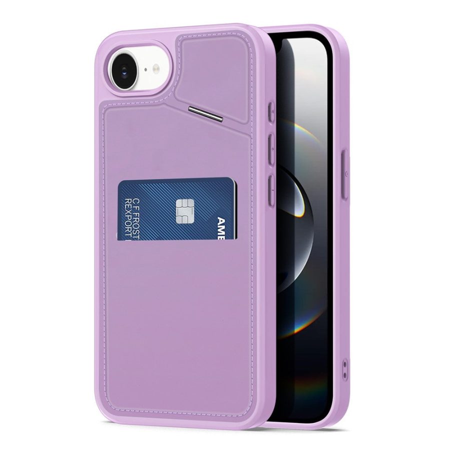 6601142517C-1 DUX DUCIS For iPhone 17e / 16e Magnetic Case Rafi II Series Leather Back Cover with RFID Blocking Card Slots