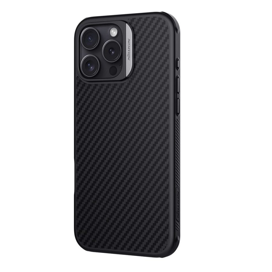 6601147759A-2 NILLKIN For iPhone 16 Pro Max Magnetic Case Carbon Fiber Texture TPU - PC Shockproof Phone Cover