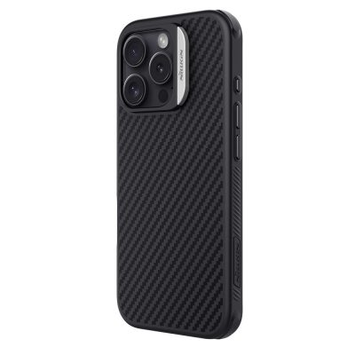 6601147760A-2 NILLKIN For iPhone 16 Pro Magnetic Case Carbon Fiber Texture TPU - PC Shockproof Phone Cover