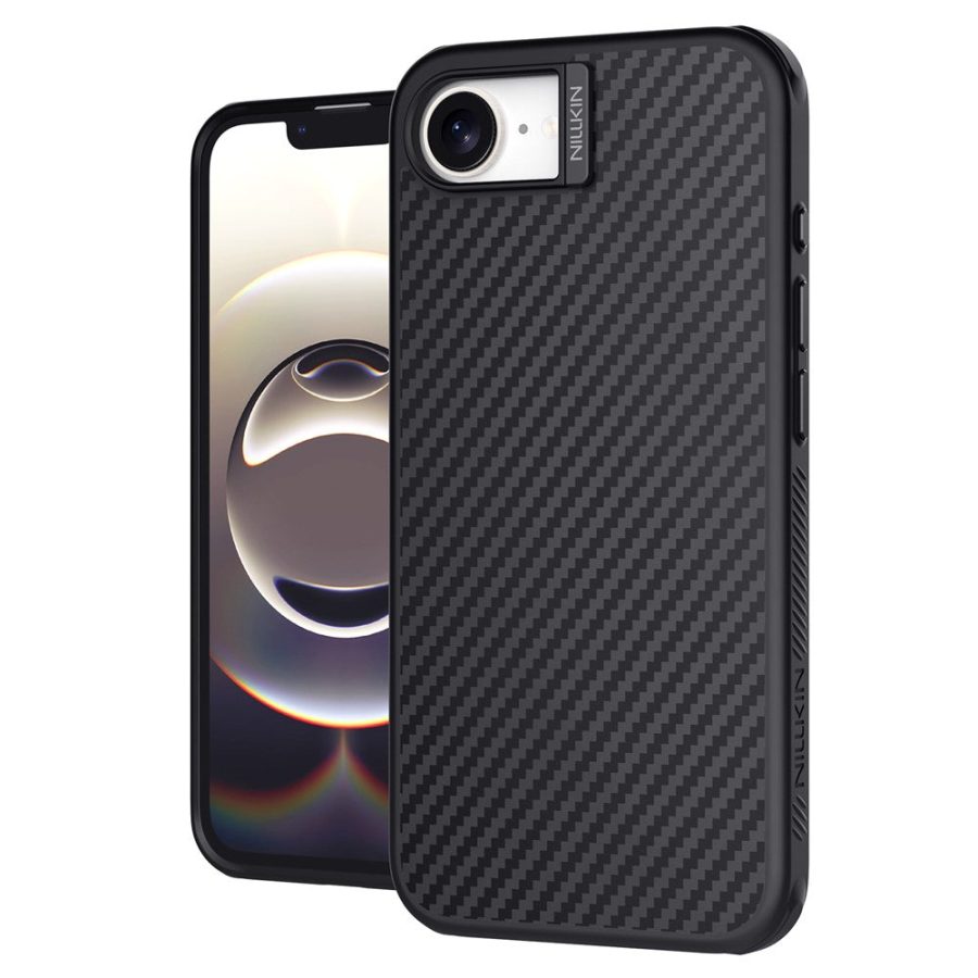 6601148285A-1 NILLKIN For iPhone 17e / 16e Magnetic Case Carbon Fiber Texture TPU - PC Shockproof Phone Cover
